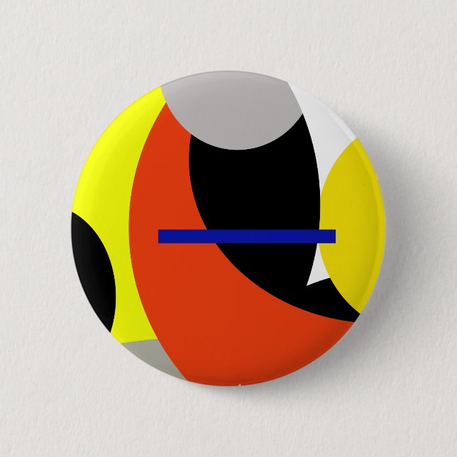 Yellow Red Blue Abstract Art Button (Front)