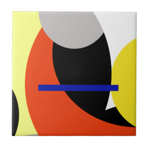 Yellow Red Blue Abstract Art Ceramic Tile