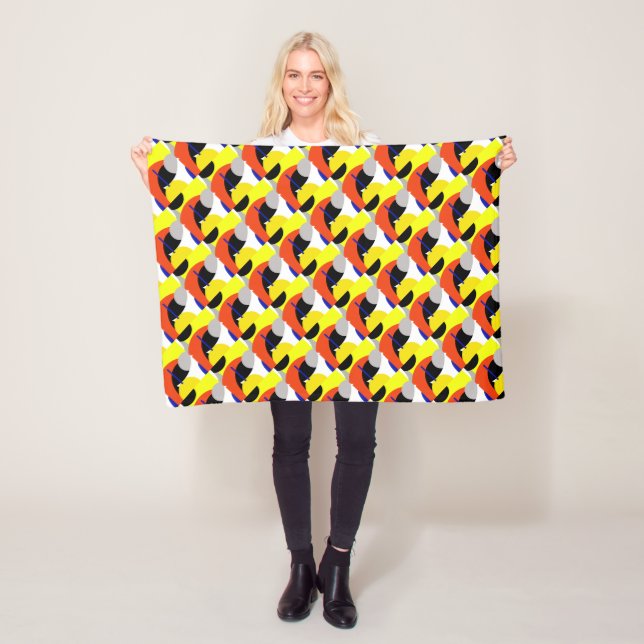 Yellow Red Blue Abstract Art Fleece Blanket (In Situ)