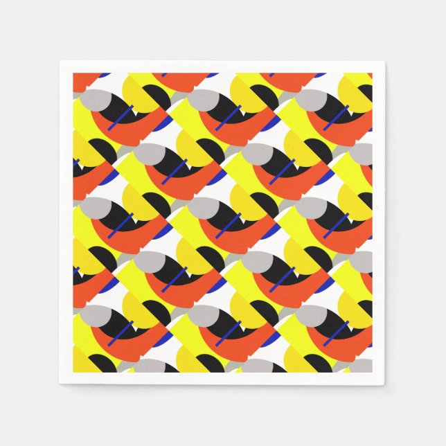 Yellow Red Blue Abstract Art Napkins (Front)