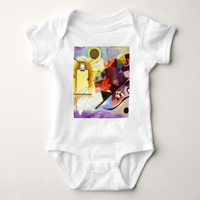 Yellow Red Blue Kandinsky Abstract Painting Baby Bodysuit (Front)