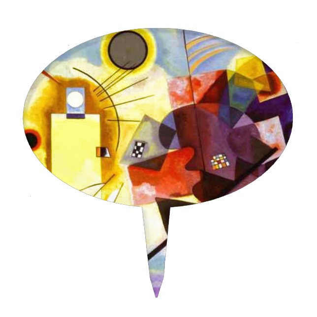 Yellow Red Blue Kandinsky Abstract Painting Cake Topper (Front)