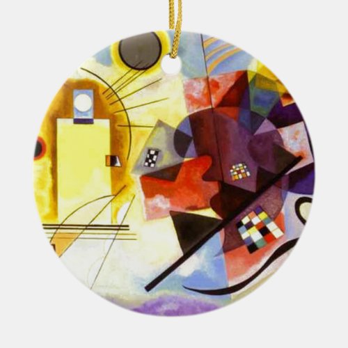 Yellow Red Blue Kandinsky Abstract Painting Ceramic Ornament