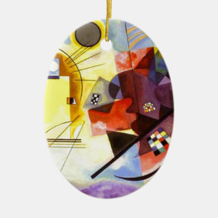 Yellow Red Blue Kandinsky Abstract Painting Ceramic Ornament