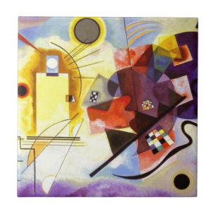 Yellow Red Blue Kandinsky Abstract Painting Ceramic Tile