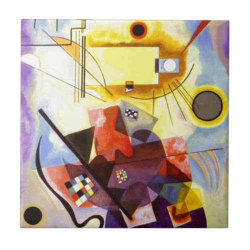 Yellow Red Blue Kandinsky Abstract Painting Ceramic Tile