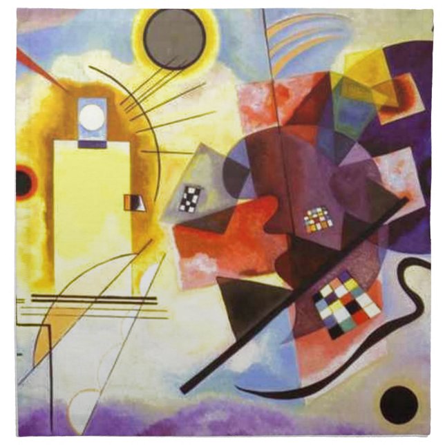 Yellow Red Blue Kandinsky Abstract Painting Cloth Napkin (Front)