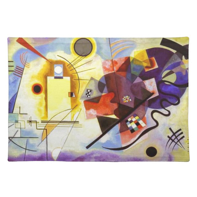 Yellow Red Blue Kandinsky Abstract Painting Cloth Placemat (Front)