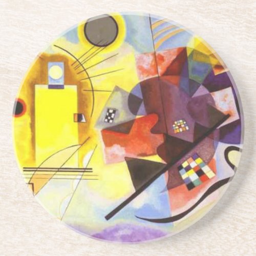 Yellow Red Blue Kandinsky Abstract Painting Coaster