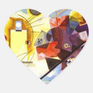 Yellow Red Blue Kandinsky Abstract Painting Heart Sticker
