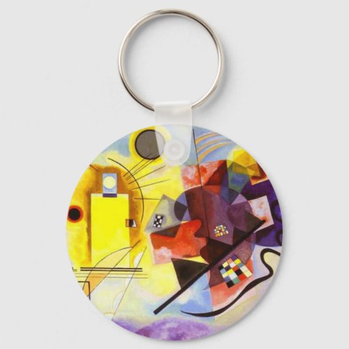 Yellow Red Blue Kandinsky Abstract Painting Keychain