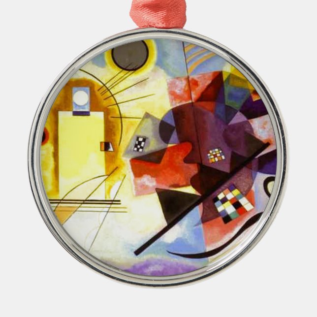 Yellow Red Blue Kandinsky Abstract Painting Metal Ornament (Front)