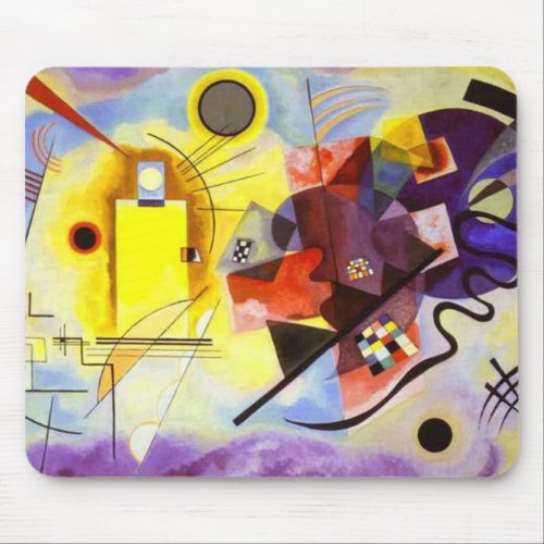 Yellow Red Blue Kandinsky Abstract Painting Mouse Pad