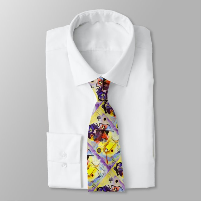 Yellow Red Blue Kandinsky Abstract Painting Neck Tie (Tied)