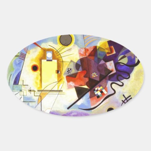 Yellow Red Blue Kandinsky Abstract Painting Oval Sticker
