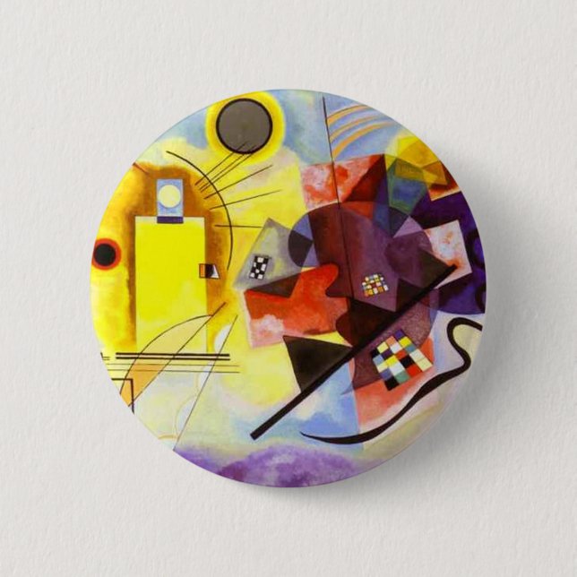 Yellow Red Blue Kandinsky Abstract Painting Pinback Button (Front)