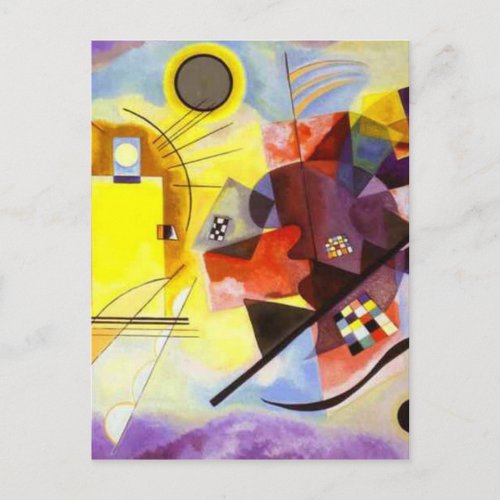 Yellow Red Blue Kandinsky Abstract Painting Postcard