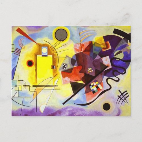 Yellow Red Blue Kandinsky Abstract Painting Postcard