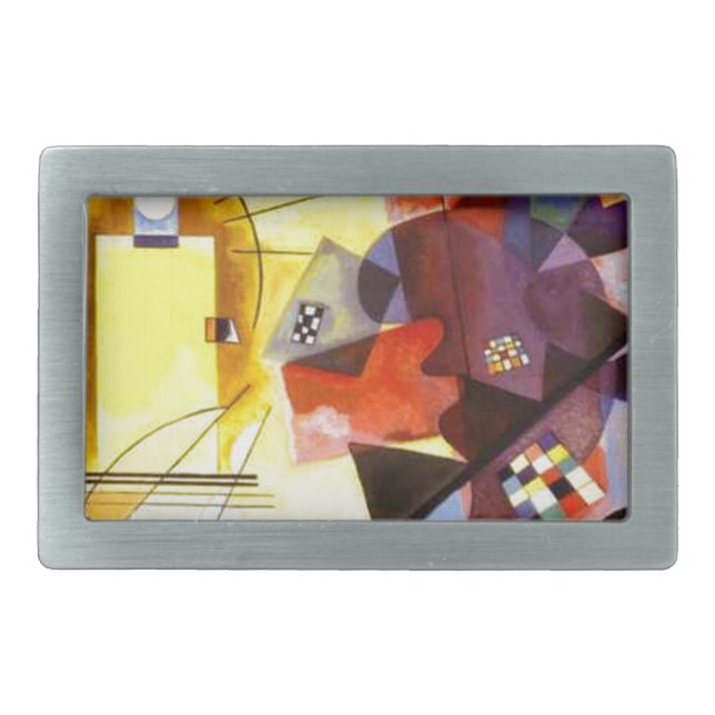 Yellow Red Blue Kandinsky Abstract Painting Rectangular Belt Buckle (Front)