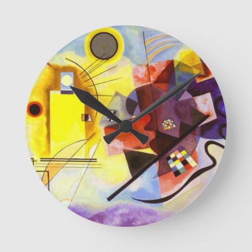 Yellow Red Blue Kandinsky Abstract Painting Round Clock