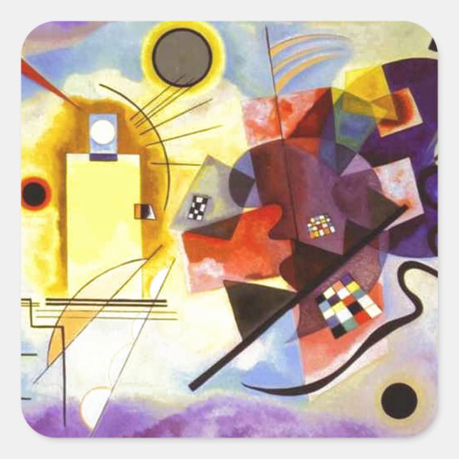 Yellow Red Blue Kandinsky Abstract Painting Square Sticker (Front)