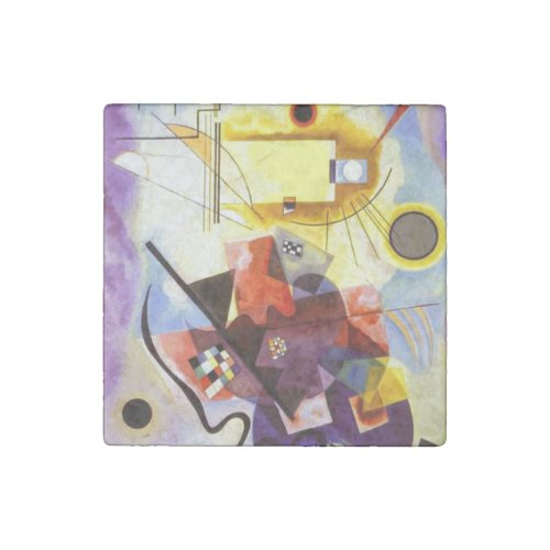 Yellow Red Blue Kandinsky Abstract Painting Stone Magnet