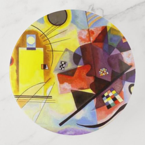 Yellow Red Blue Kandinsky Abstract Painting Trinket Tray