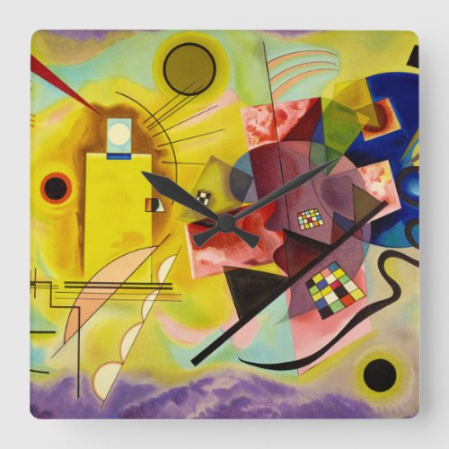 Yellow_Red_Blue No314 1925 by Wassily Kandinsky Square Wall Clock