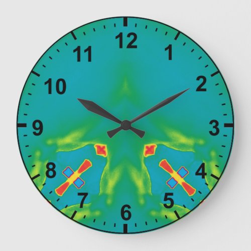 Yellow Red Blue Pattern Large Clock
