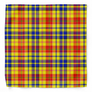 Yellow Red Blue Plaid Tartan Design  Bandana