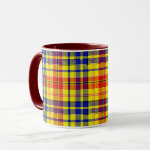 Yellow Red Blue Plaid Tartan Design Mug