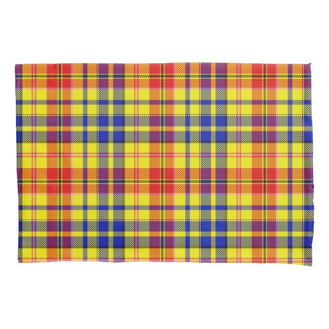 Yellow Red Blue Plaid Tartan Design  Pillow Case (Front)