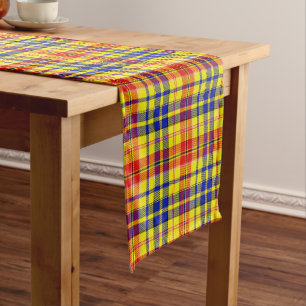 Yellow Red Blue Plaid Tartan Design Short Table Runner