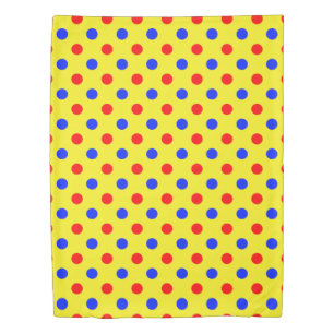 Yellow Red Blue Polka Dots Design Duvet Cover