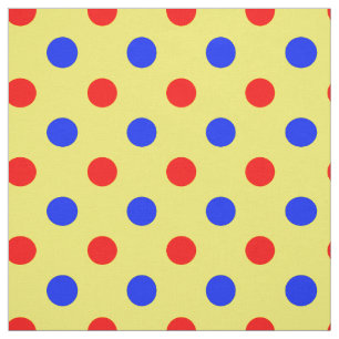Yellow Red Blue Polka Dots Design  Fabric