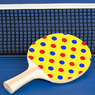 Yellow Red Blue Polka Dots Design Ping Pong Paddle