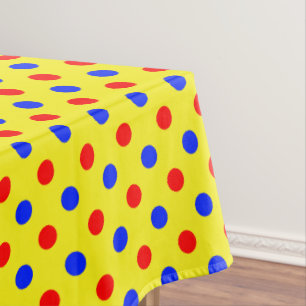 Yellow Red Blue Polka Dots Design Tablecloth