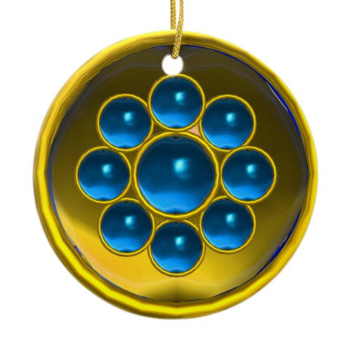 YELLOW RED BLUE SAPPHIRE GEMSTONE MON CERAMIC ORNAMENT