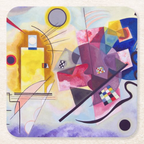 Yellow Red Blue Wassily Kandinsky Square Paper Coaster