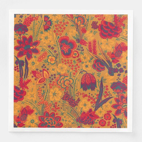 YELLOW RED BLUE WILD FLOWERS TULIPSLEAVES FLORAL  PAPER DINNER NAPKINS