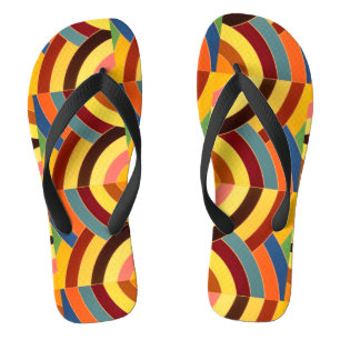 yellow red blue zigzag chevron pattern flip flops