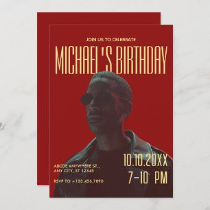 Yellow Red Bold Retro photo  Invitation