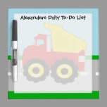 Yellow/Red Boys Dumptruck Construction Dry-Erase Board