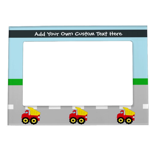 Yellow/Red Boys Dumptruck Construction Magnetic Frame (Front)