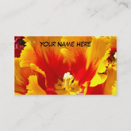 Yellow Red Business Cards Tulip Flower Unique