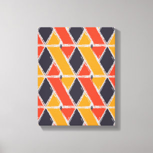 Yellow, red, cool trendy bush stroke geometric art canvas print