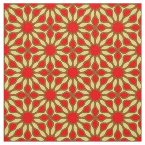 Yellow  Red Elegant Mosaic Geometric Pattern Fabric