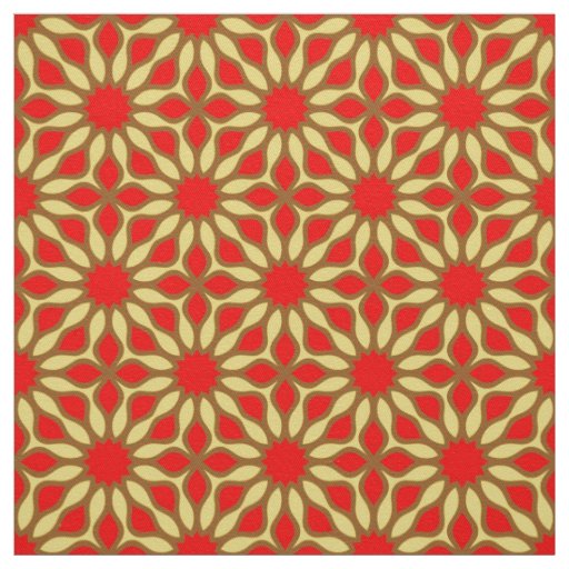 Yellow & Red Elegant Mosaic Geometric Pattern Fabric