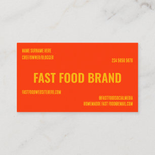 Yellow Red Fast Food Burger Chicken Restaurant Business Card