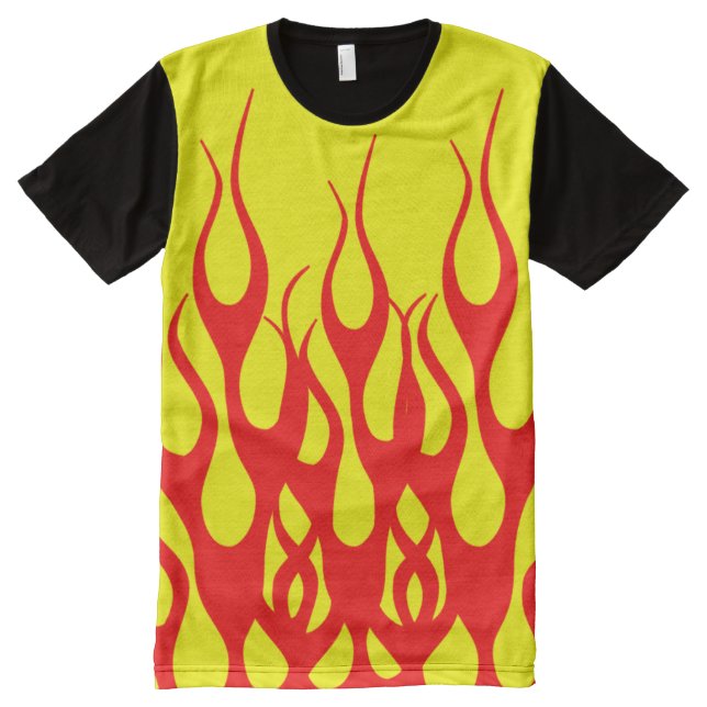 Yellow Red Flame Graphics All-Over-Print T-Shirt (Front)